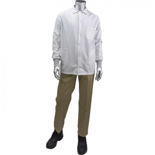 PIP BR49AC-47WH-4XL, Uniform Technology™, StatMaster Short ESD Labcoat - ESD Knit Cuff, Reusable C