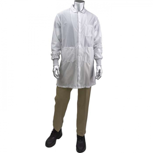 PIP BR51C-44WH-S, Uniform Technology™, StatStar Long ESD Labcoat - ESD Knit Cuff, Reusable Clothin