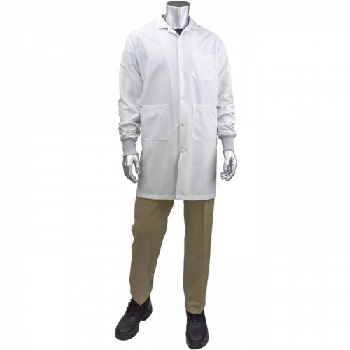 PIP BR51C-47WH-S, Uniform Technology™, StatMaster Long ESD Labcoat - ESD Knit Cuff, Reusable Cloth