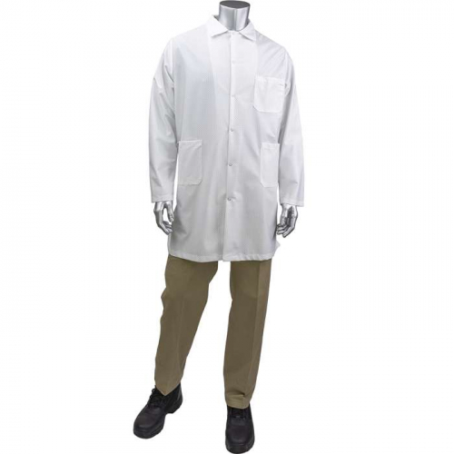 PIP BR59N-45WH-L, Uniform Technology™, Staticon Long ESD Labcoat, Reusable Clothing, White, L