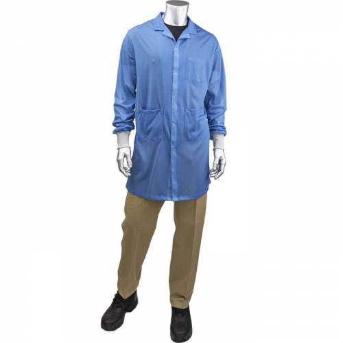 PIP BR6C-42NB-XL, Uniform Technology™, Long ESD Sheer Labcoat - ESD Knit Cuff, Reusable Clothing, 