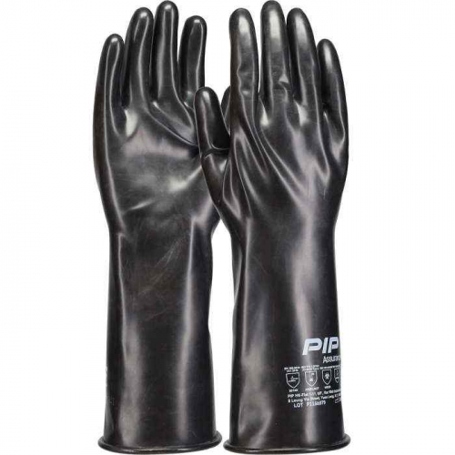 PIP BUT03-7, Assurance®, 12 Mil Butyl Rubber Glove with Smooth Grip-14, Chemical Resistant, Black, 