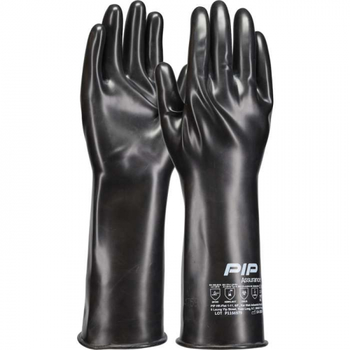 PIP BUT05-7, Assurance®, 20 Mil Butyl Rubber Glove with Smooth Grip-14, Chemical Resistant, Black, 