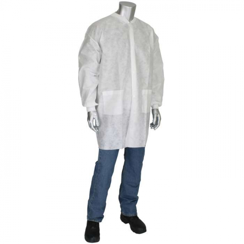 PIP C3828-XL, PIP®, Standard Weight SBP Lab Coat - Two pockets 37 gsm, Disposable Clothing, White, 
