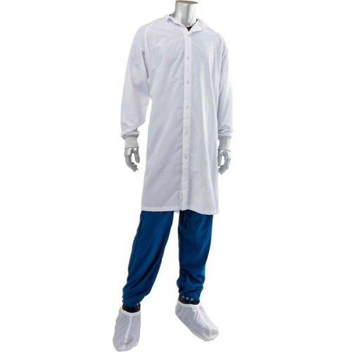 PIP CFRC-65WH-S, Uniform Technology™, C3 ISO 4 (Class 10) Cleanroom Frock, Reusable Clothing, Whit