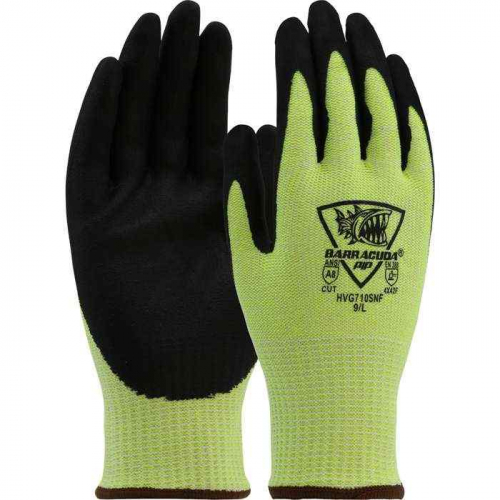 PIP HVG710SNF-S, Barracuda® Cut Force™, Hi-Vis Seamless Knit Polykor Blended Glove with Nitrile C