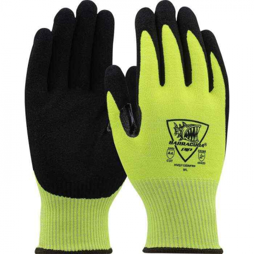 PIP HVG713SNFPP-L, Barracuda®, Hi-Vis Seamless Knit Polykor Blended Glove with Padded Palm and Nitr
