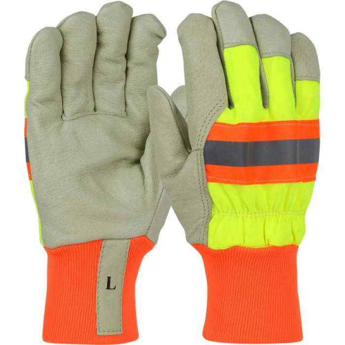 PIP HVY1555-XL, PIP®, Premium Pigskin Leather Palm Glove with Hi-Vis Nylon Back and 3M™ Thinsulat