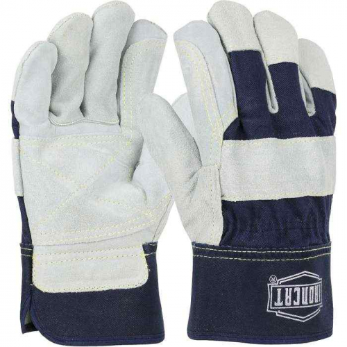 PIP IC5DP-S, Ironcat®, Heavy Premium Split Cowhide Leather Double Palm Glove with Canvas Back - Rub