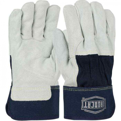 PIP IC65-S, Ironcat®, Heavy Premium Split Cowhide Leather Palm Glove with 3/4 Leather Back - Rubber