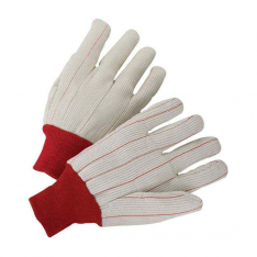 PIP K81SCNCRI, PIP®, Polyester/Cotton Corded Double Palm Glove with Nap-In Finish - Red Knit Wrist,