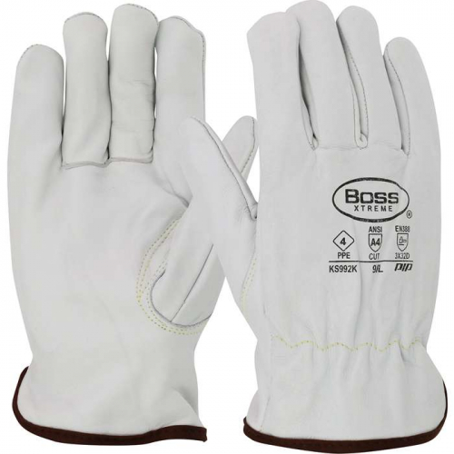 PIP KS992K-3XL, Boss® Xtreme, AR Top Grain Cowhide Leather Drivers Glove with Para-Aramid Lining - 