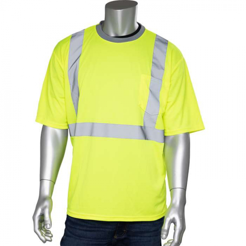 PIP 312-1200-LY-3X, PIP®, ANSI Type R Class 2 Short Sleeve T-Shirt, Hi-Vis Apparel, Hi-Vis Yellow, 