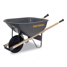 TRUE TEMPER 027-R6FF25, Steel Wheelbarrow, 6 cu ft, 1 Never Flat Tire, Cool Gray