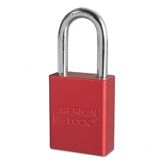 AMERICAN LOCK 045-A1106RED, Solid Aluminum Padlock, 1/4 in dia, 1-1/2 in L x 3/4 in W, Red