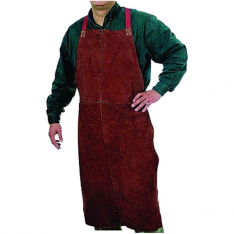 Best Welds 500, Premium Side Split Cowhide Leather Bib Apron, 24 in W, 42 in L, Lava Brown, 902-500