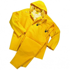 Anchor Brand 4035XXXXXL, 3-Pc Rainsuit, Jacket/Hood/Overalls, 0.35 mm, PVC Over Polyester, Yellow, 5