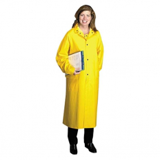 Anchor Brand 4148S, 48 in Raincoat with Detachable Hood, 0.35 mm, PVC over Polyester, Yellow, Small,
