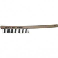 Anchor Brand 94923, Hand Scratch Brush, 3 X 19 Rows, Stainless Steel Wire, Curved Wood Handle, 102-3