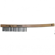 Anchor Brand 94922, Hand Scratch Brush, 3 X 19 Rows, Carbon Steel Bristles, Curved Wood Handle, 102-