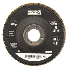 Anchor Brand 97395, Abrasive High Density Flap Disc, 4-1/2 in dia, 40 Grit, 7/8 in arbor, 12000 RPM,