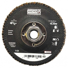 Anchor Brand 97889, Abrasive High Density Flap Disc, 4-1/2 in dia, 40 Grit, 5/8-11 arbor, 12000 RPM,