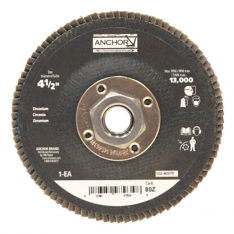 Anchor Brand 97934, Abrasive High Density Flap Disc, 4-1/2 in dia, 80 Grit, 5/8 in-11 Arbor, 12000 R