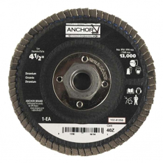 Anchor Brand 98750, Abrasive Flap Disc, 4-1/2 in, 40 Grit, 5/8 in - 11 Arbor, 13,000 rpm, Angled, 10