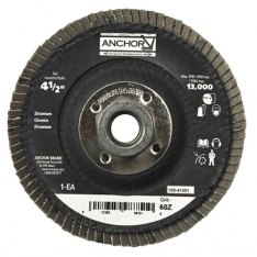 Anchor Brand 98751, Abrasive Flap Disc, 4-1/2 in, 60 Grit, 5/8 in - 11 Arbor, 13,000 rpm, Angled, 10