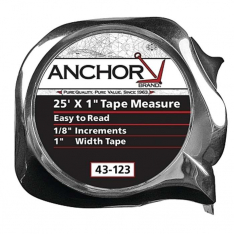 Anchor Brand 43123, Easy to Read Tape Measure, 1 in x 25 ft, Chrome, 103-43-123