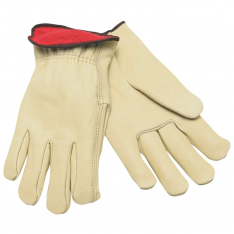 MCR SAFETY 3250XL, RED FLEECE LINED LEATHERGRAIN GLOVE CREAM COLOR