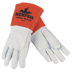 MCR Safety 127-4840L, Goat Mig/Tig Welders Gloves, Prem Grade Goatskin/Split Cowhide, Large, White