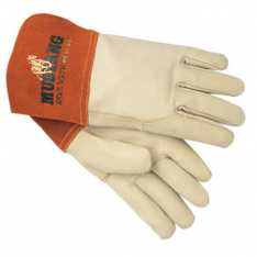 MCR SAFETY 4950L, GRAIN LEATHER GAUNTLET CUFF SEWN W/KEVL