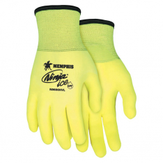 MCR SAFETY N9690HVL, NINJA ICE 7GA ACRYLIC HIVIS LIME PALM/FINGERTIP