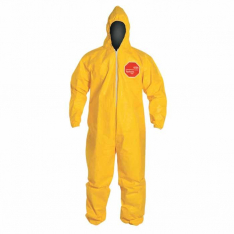 DUPONT D13396906, TYCHEM QC COVERALL YELLOW ZIP FT SG HD ELA WRIST