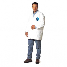 DUPONT D13397507, TYVEK LAB COAT SNAP FRONT- ELASTIC WRISTS