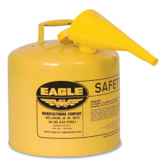 EAGLE 258-UI50FSY, 5GAL.METAL YELLOW TYPE ISAFETY CAN W/F-15 FUNNEL