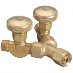 WESTERN ENTERPRISES 312-112, Valved Y Connection, 200 psig, Brass, B-Size (F) to B-Size (M), 9/16 in