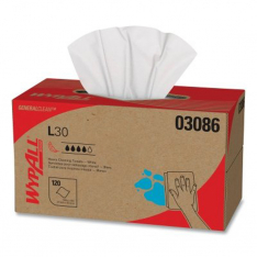 KIMBERLY-CLARK PROFESSIONAL 412-03086, 11"X10.4" WHITE WYPALL L30 ECONOMY WIPER 120/BOX