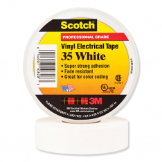 Scotch 500-108283, Vinyl Electrical Color Coding Tape, 35, 3/4 in W x 66 ft L, White