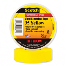 Scotch 500-108443, Vinyl Electrical Color Coding Tape, 35, 3/4 in W x 66 ft L, Yellow