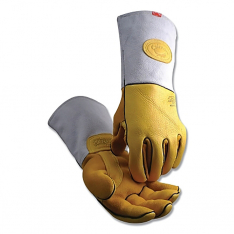 Caiman 607-1485-M, 1485 Elk Skin Wool Insulated Unlined Palm MIG/Stick Welding Gloves, Medium, Gold/