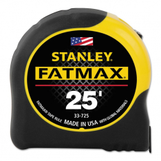 Stanley 680-33-725, FatMax Classic Tape Measure, 1-1/4 in W x 25 ft L, SAE, Black/Yellow Case