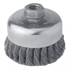 Weiler 804-12316, Single Row Heavy-Duty Knot Cup Brush, 4 in dia, 5/8-11, 0.023 Steel Wire, Retail P