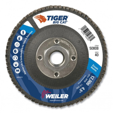 Weiler 804-50808, Tiger Big Cat High Density Flap Disc, 4-1/2 in dia, 40 Grit, 5/8 in-11, 12000 RPM,