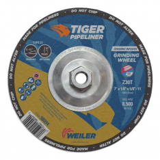 Weiler 804-58094, Tiger Pipeliner Grinding Wheel, 7 in dia X 1/8 in Thick x 5/8 in-11 Hub, Z30T, Typ