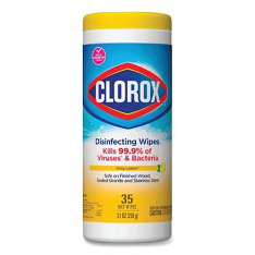 Clorox 863-CLOX01594, Disinfectant Wipes, 35/Canister, Lemon Fresh Scent