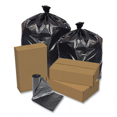 PITT PLASTICS 879-EC385820K, ECO Strong Can Liner, 60 gal, 2 mil, 38 in W x 58 in H, Black