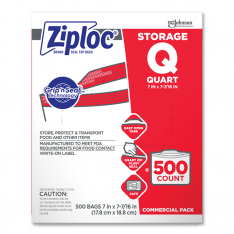 ZIPLOC 889-682256, Double Zipper Storage Bag, 1 Quart, 500/Box