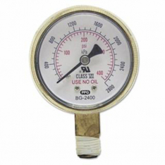 BEST WELDS 900-B2400, Pressure Gauge, 2 in, 400 psi, Brass, 1/4 in NPT